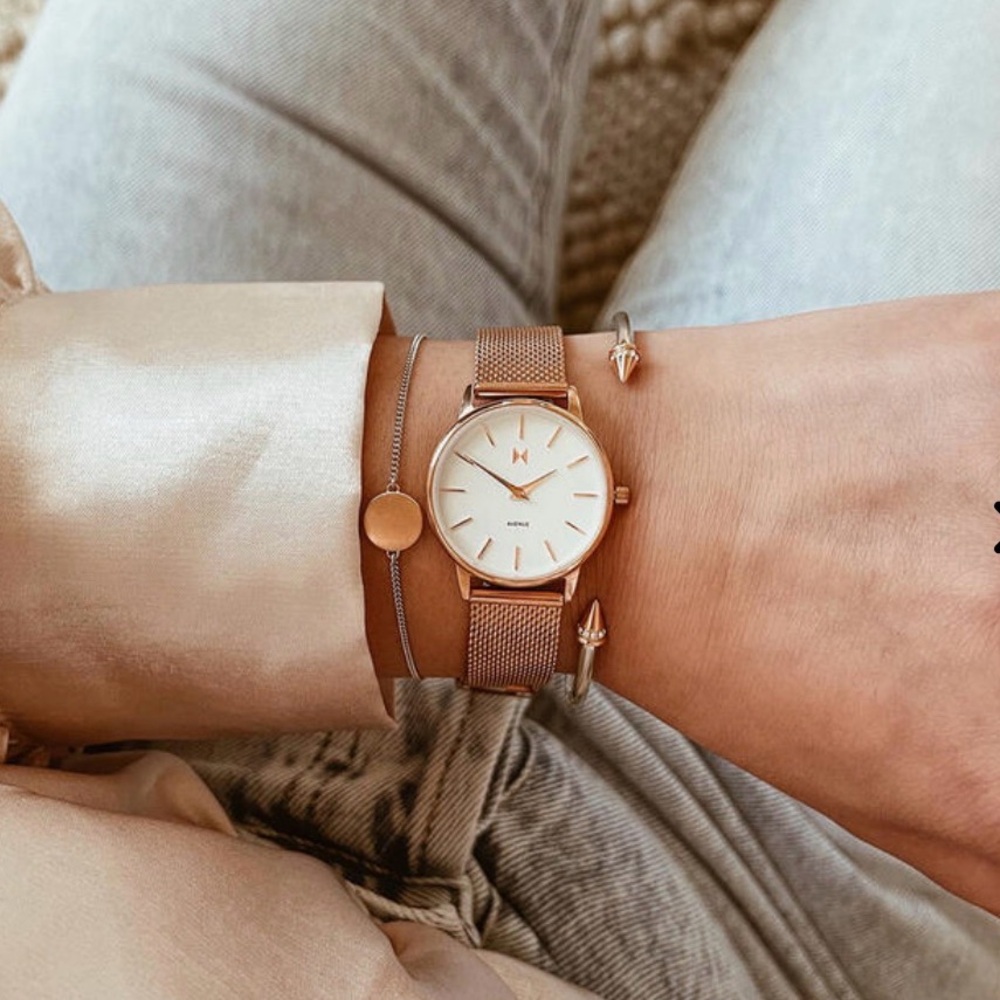 MVMT rose gold watch and bracelet